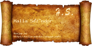 Halla Sándor névjegykártya
